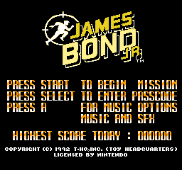 James Bond Jr title screen for NES